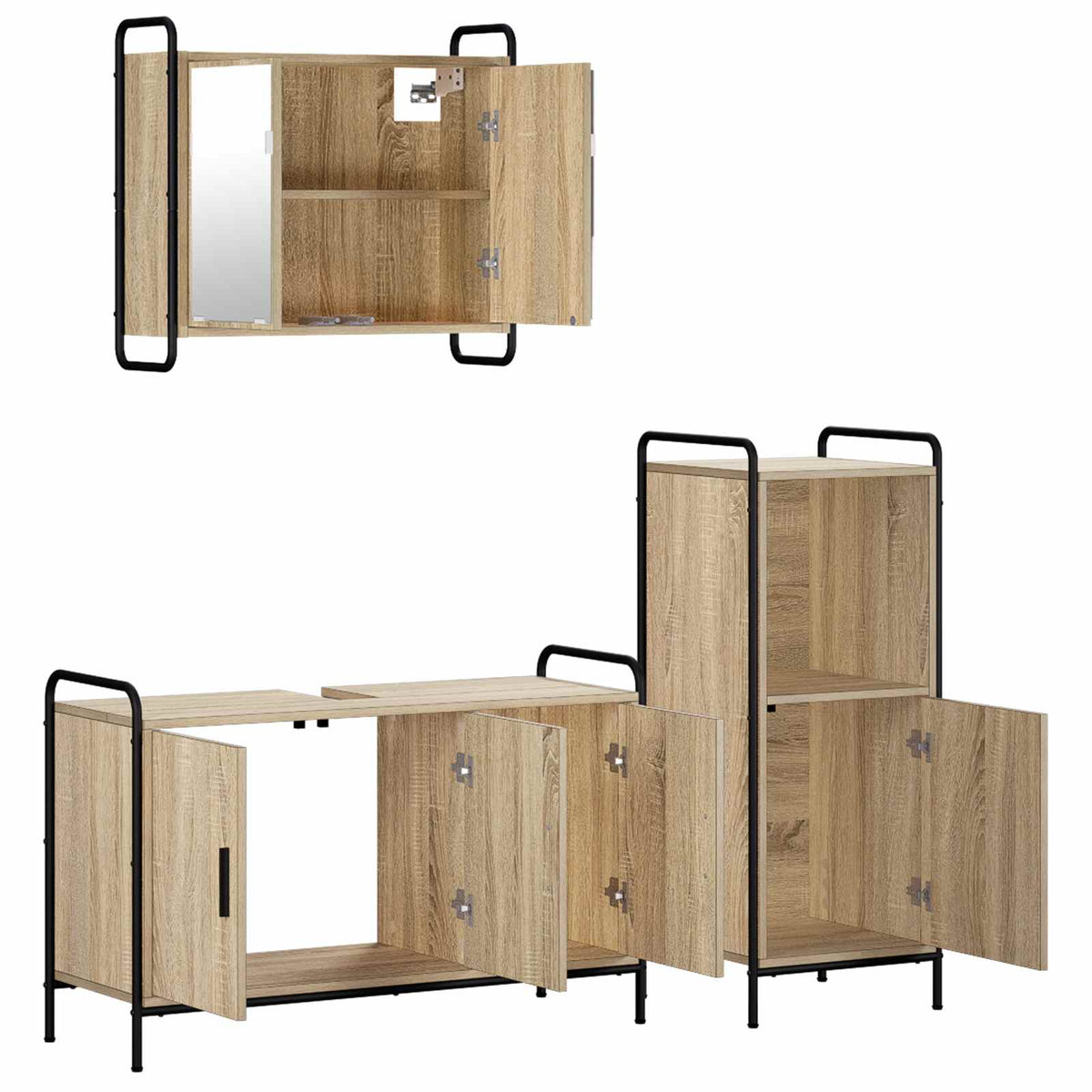 vidaXL Zestaw Szafek Łazienkowych 3 szt. dąb Sonoma 40 x 36 x 99,5 cm