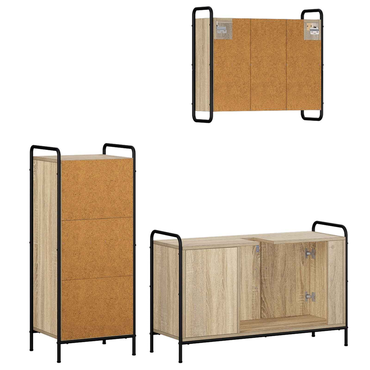 vidaXL Zestaw Szafek Łazienkowych 3 szt. dąb Sonoma 40 x 36 x 99,5 cm