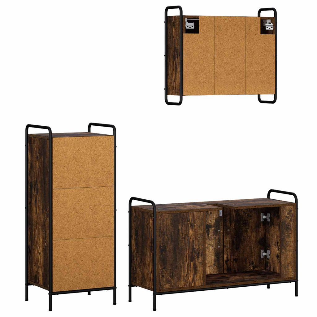 vidaXL Zestaw Szafek Łazienkowych 3 szt. Dąb wędzony 40 x 36 x 99,5 cm