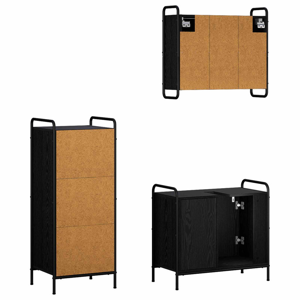 vidaXL Zestaw Szafek Łazienkowych 3 szt. Czarny dąb 40 x 36 x 99,5 cm