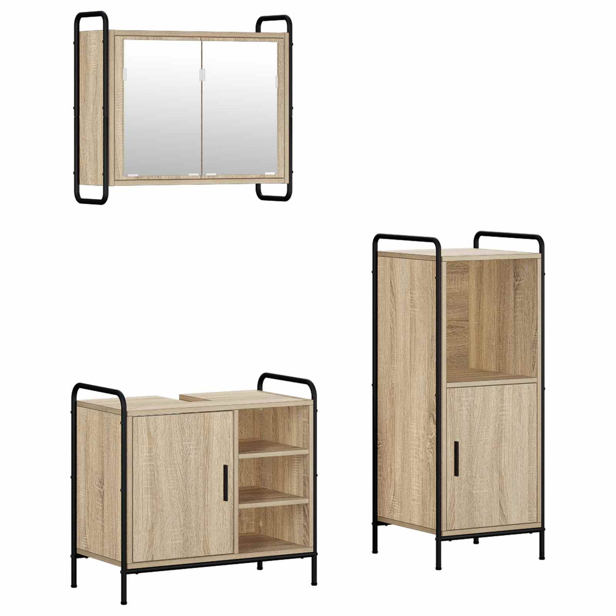 vidaXL Zestaw Szafek Łazienkowych 3 szt. dąb Sonoma 40 x 36 x 99,5 cm