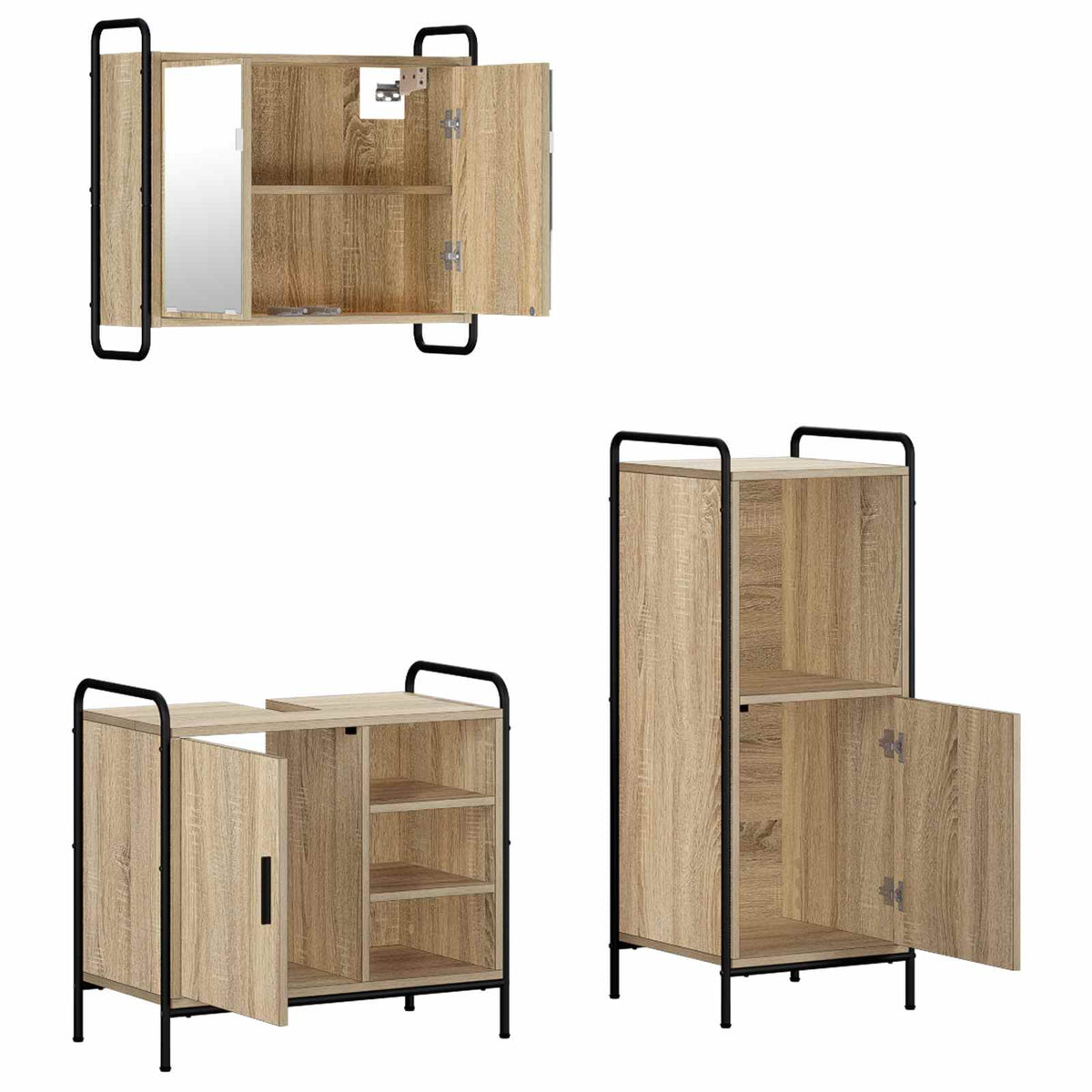 vidaXL Zestaw Szafek Łazienkowych 3 szt. dąb Sonoma 40 x 36 x 99,5 cm
