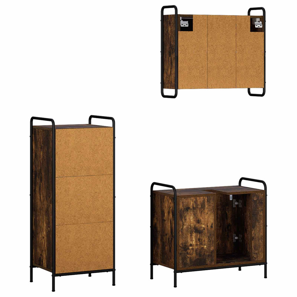 vidaXL Zestaw Szafek Łazienkowych 3 szt. Dąb wędzony 40 x 36 x 99,5 cm