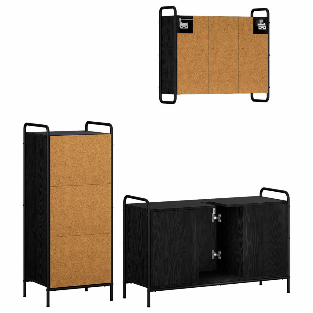 vidaXL Zestaw Szafek Łazienkowych 3 szt. Czarny dąb 40 x 36 x 99,5 cm
