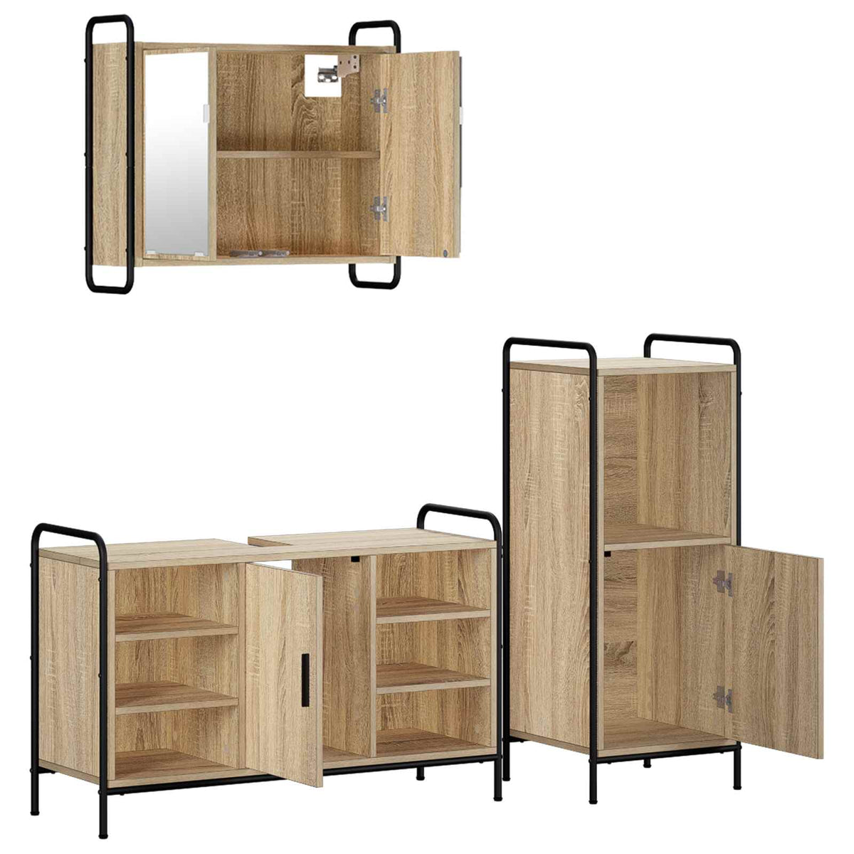 vidaXL Zestaw Szafek Łazienkowych 3 szt. dąb Sonoma 40 x 36 x 99,5 cm
