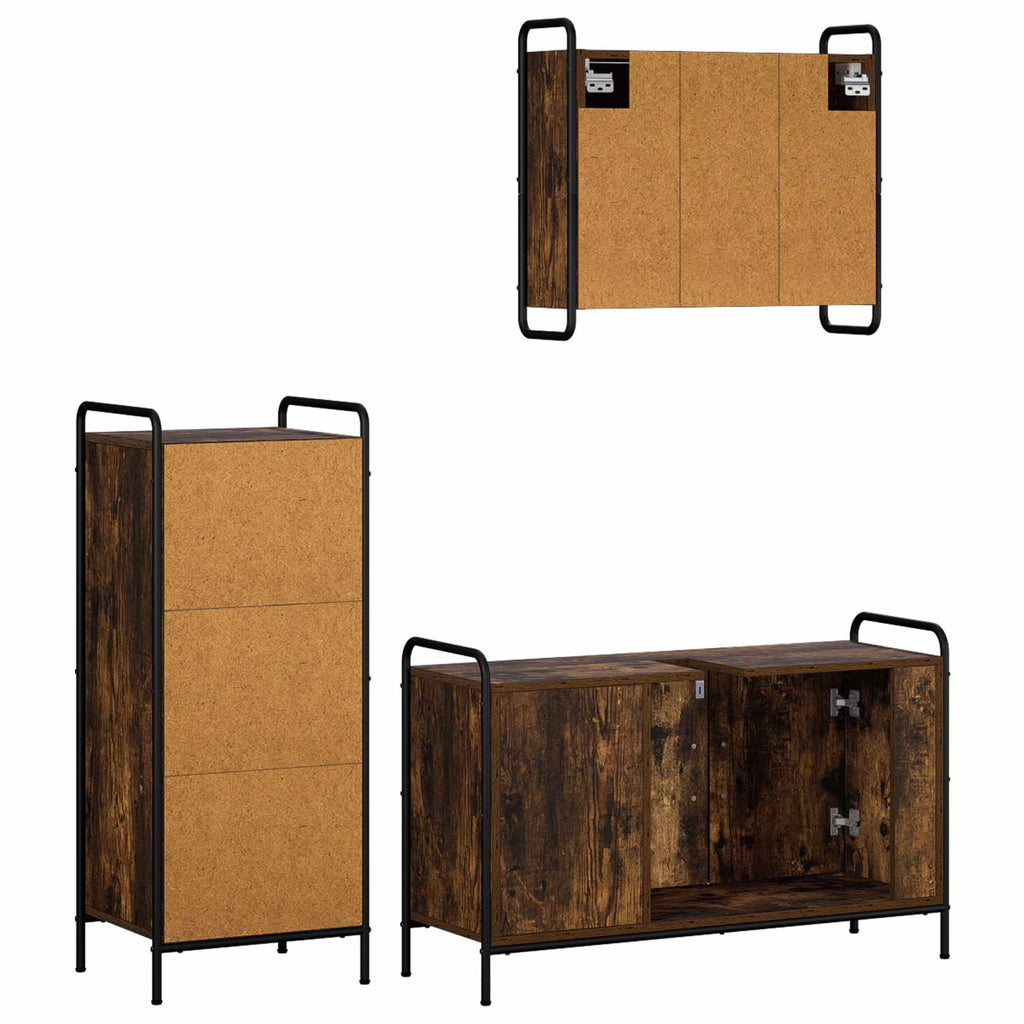 vidaXL Zestaw Szafek Łazienkowych 3 szt. Dąb wędzony 40 x 36 x 99,5 cm