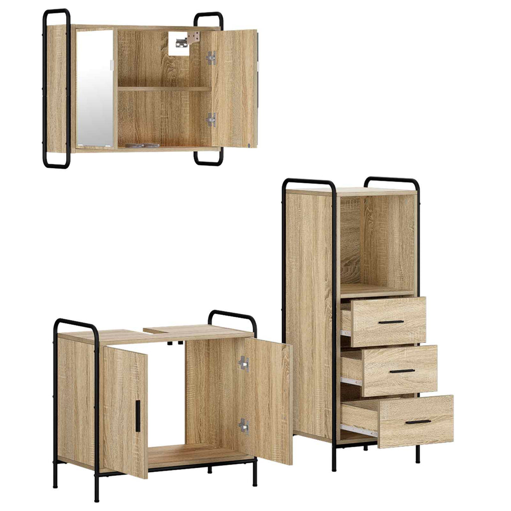 vidaXL Zestaw Szafek Łazienkowych 3 szt. dąb Sonoma 40 x 36 x 109,5 cm