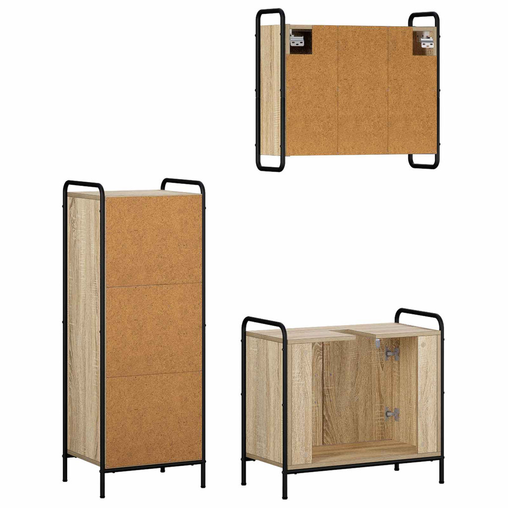 vidaXL Zestaw Szafek Łazienkowych 3 szt. dąb Sonoma 40 x 36 x 109,5 cm