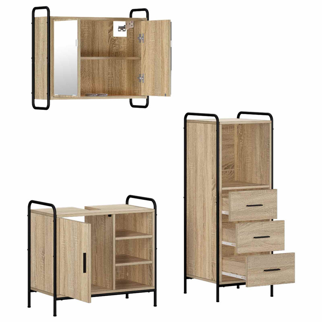 vidaXL Zestaw Szafek Łazienkowych 3 szt. dąb Sonoma 40 x 36 x 109,5 cm