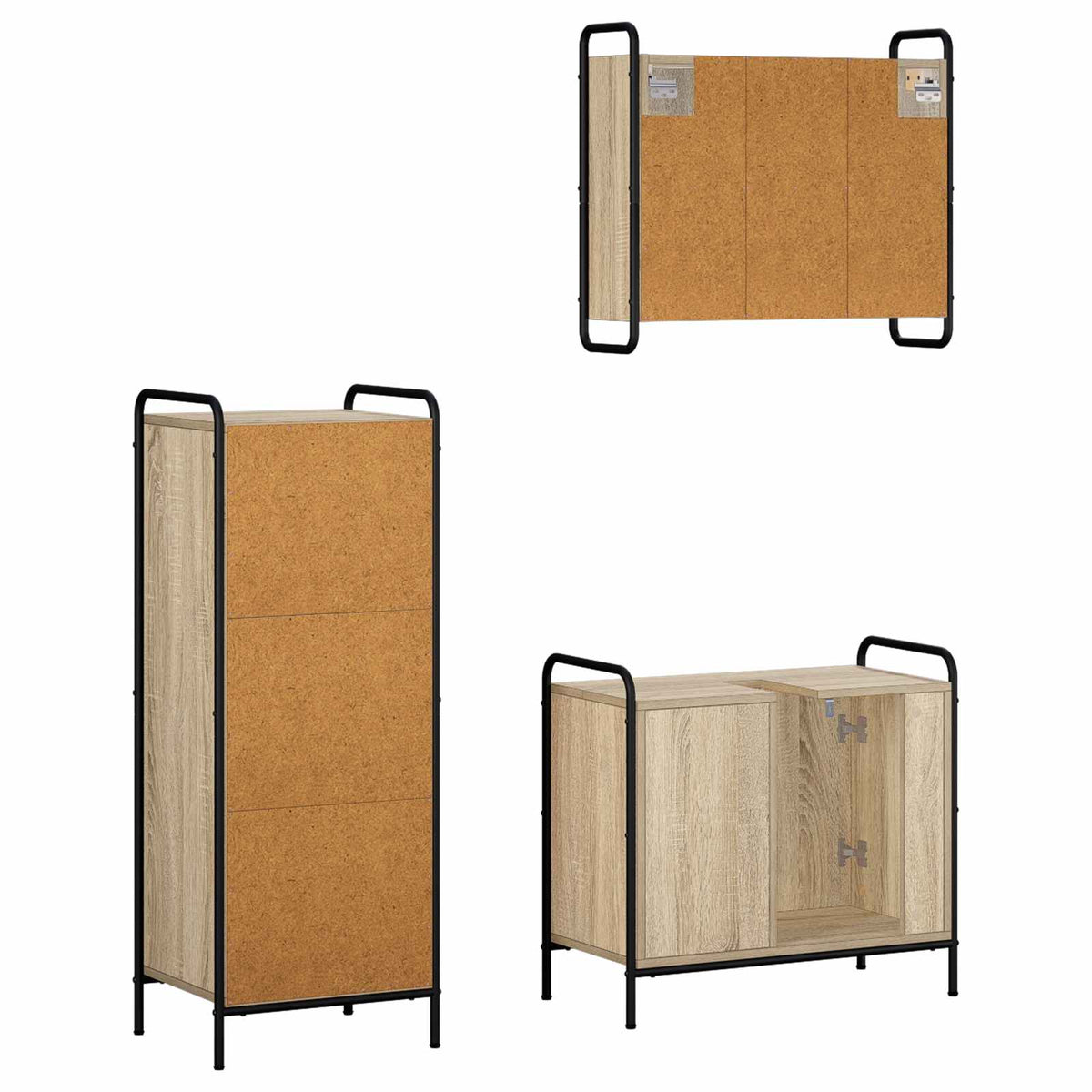 vidaXL Zestaw Szafek Łazienkowych 3 szt. dąb Sonoma 40 x 36 x 109,5 cm