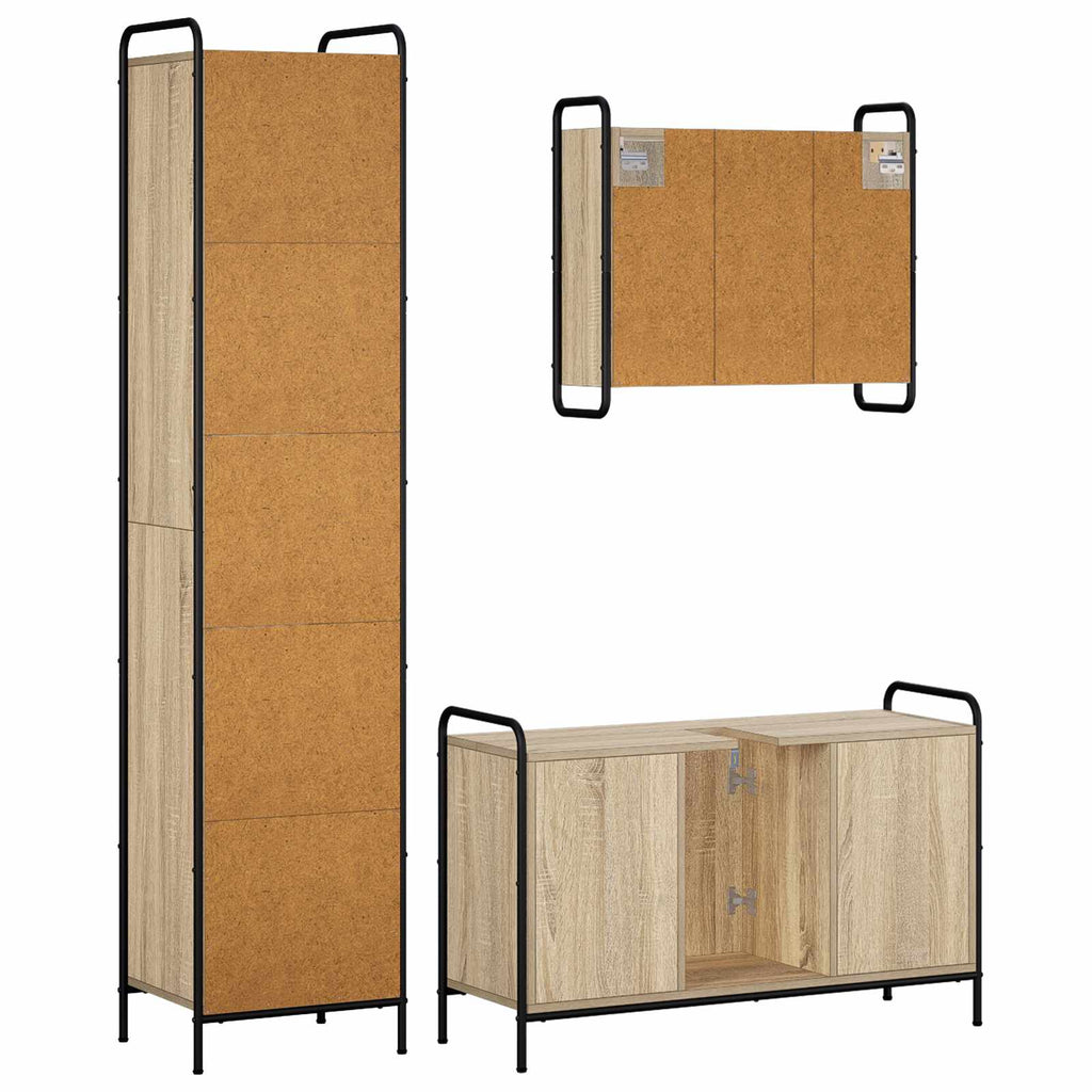 vidaXL Zestaw Szafek Łazienkowych 3 szt. dąb Sonoma 40 x 36 x 181 cm