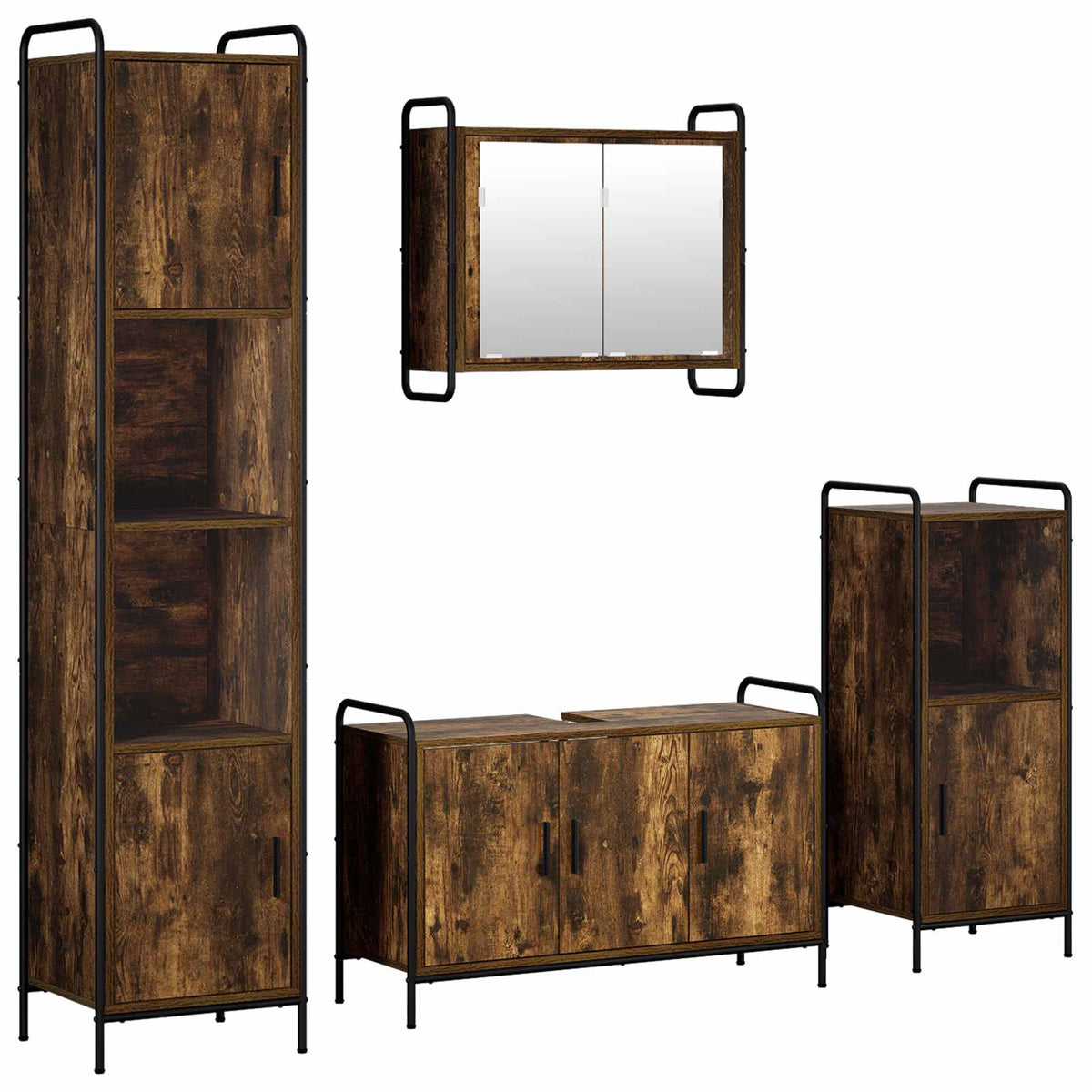 vidaXL Zestaw Szafek Łazienkowych 4 szt. Dąb wędzony 40 x 36 x 181 cm