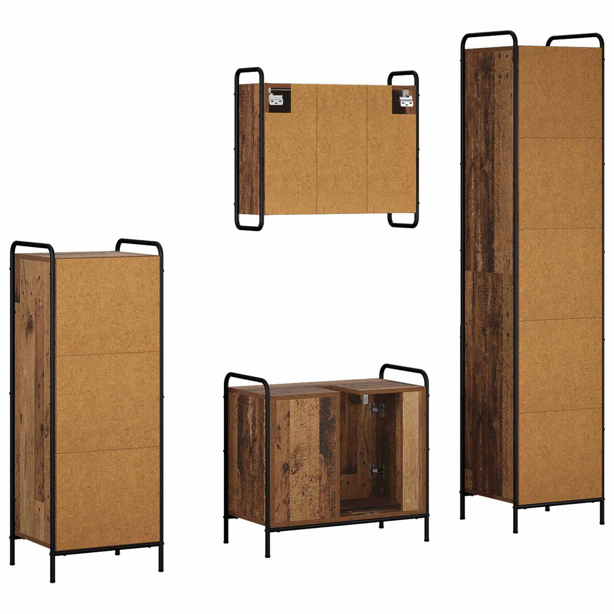 vidaXL Zestaw Szafek Łazienkowych 4 szt. Stare drewno 40 x 36 x 181 cm