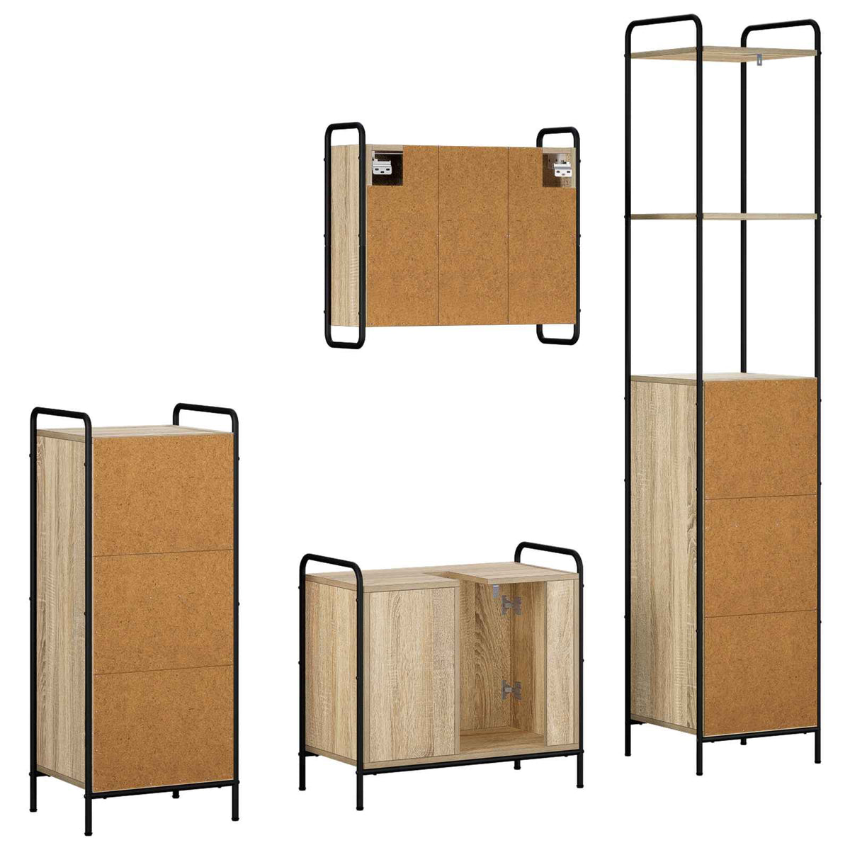 vidaXL Zestaw Szafek Łazienkowych 4 szt. dąb Sonoma 40 x 36 x 200,5 cm