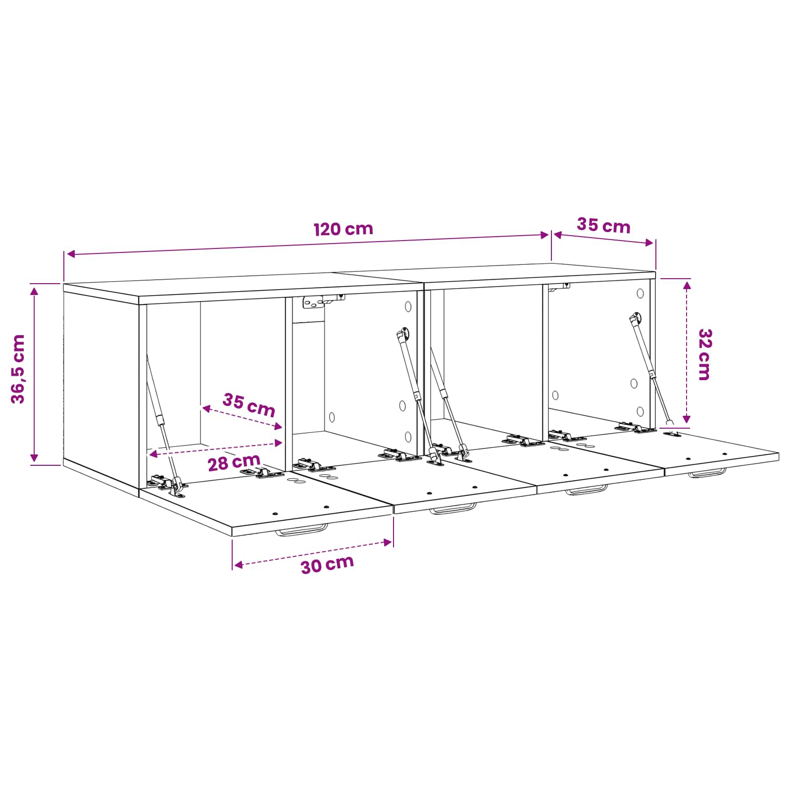 vidaXL Szafka ścienna 2 szt. 120 x 36,5 x 35 cm Drewno inżynieryjne