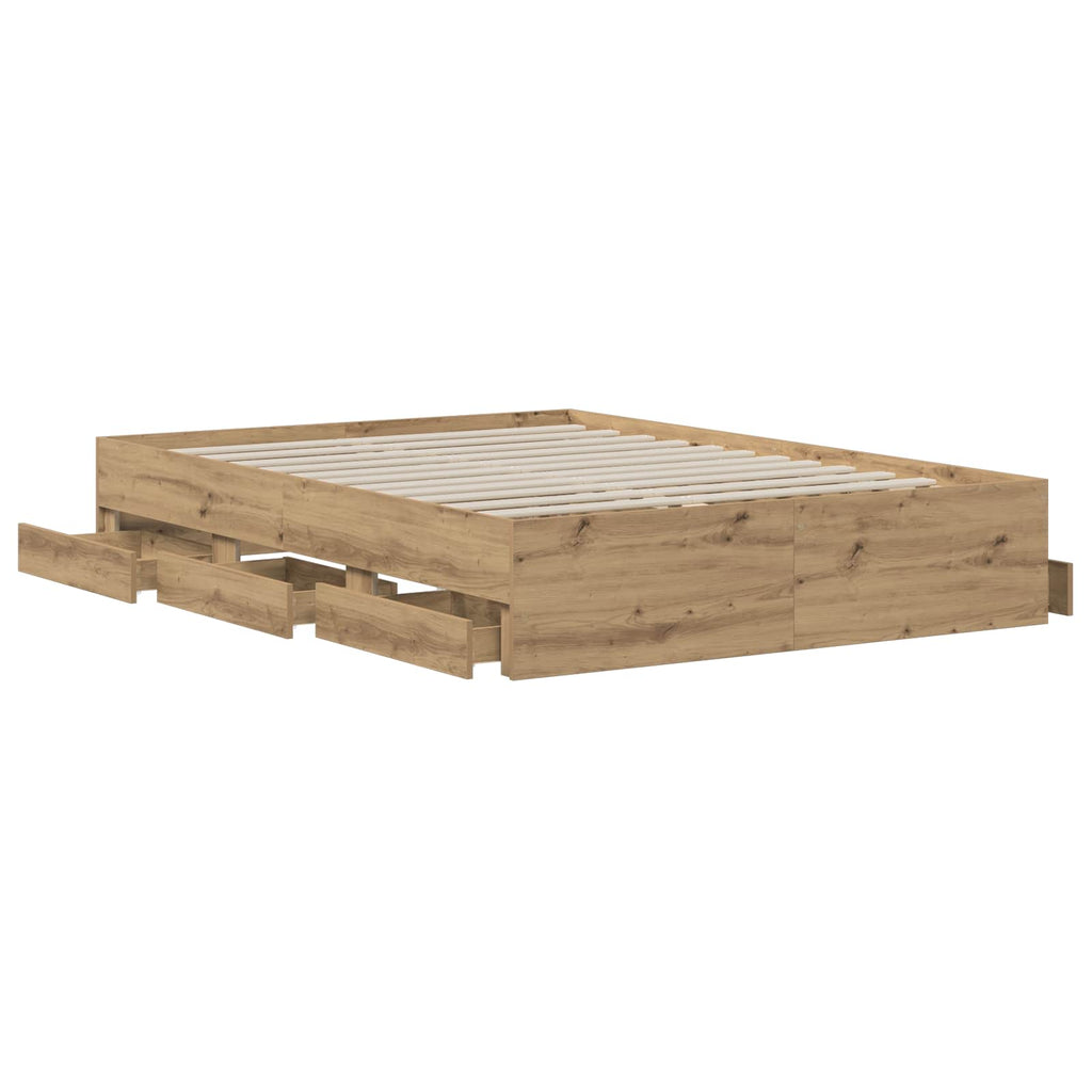 vidaXL Rama łóżka z przechowywaniem Dąb artisan 150 x 200 cm