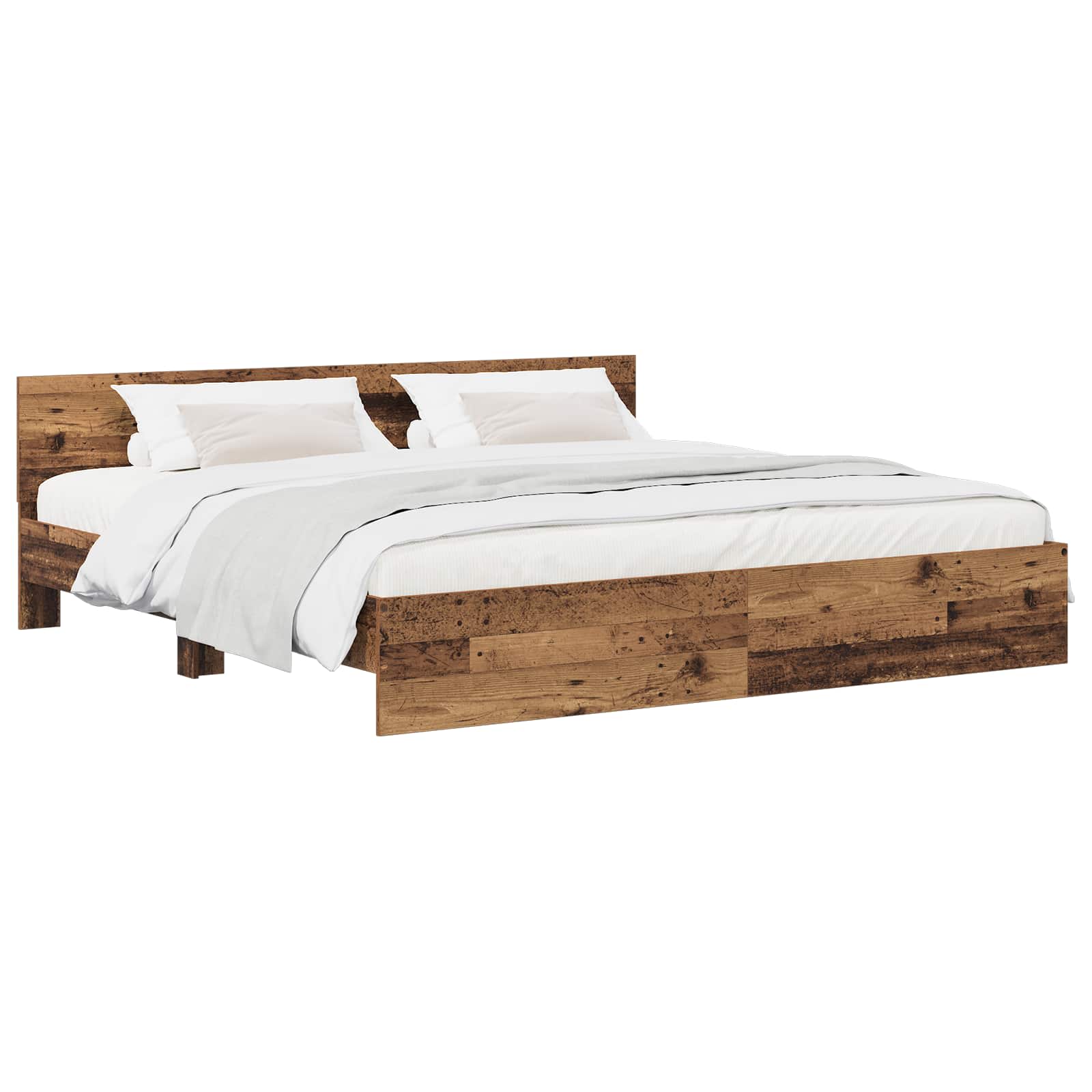 vidaXL Rama łóżka z wezgłowiem Stare drewno 200 x 200 cm