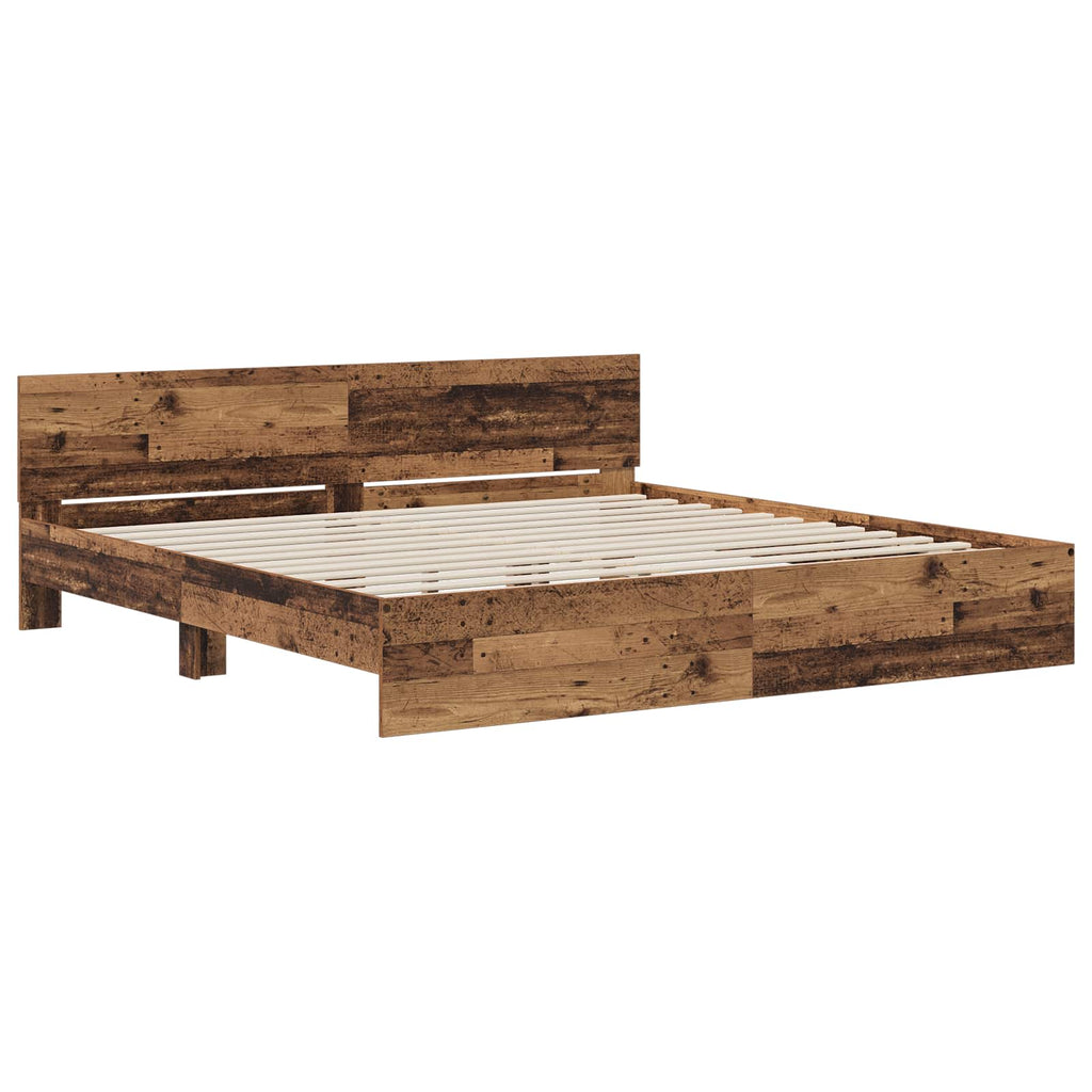 vidaXL Rama łóżka z wezgłowiem Stare drewno 200 x 200 cm