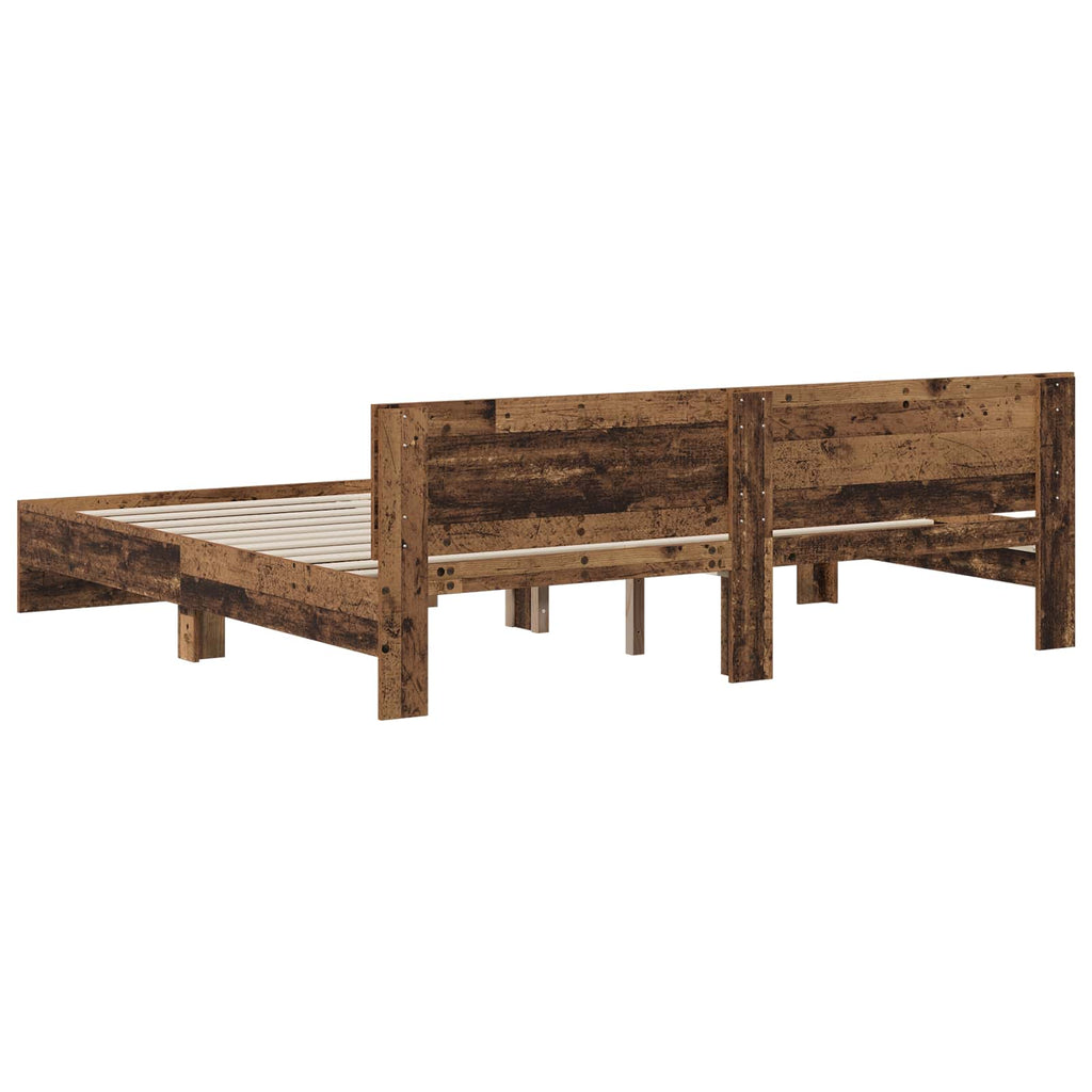 vidaXL Rama łóżka z wezgłowiem Stare drewno 200 x 200 cm