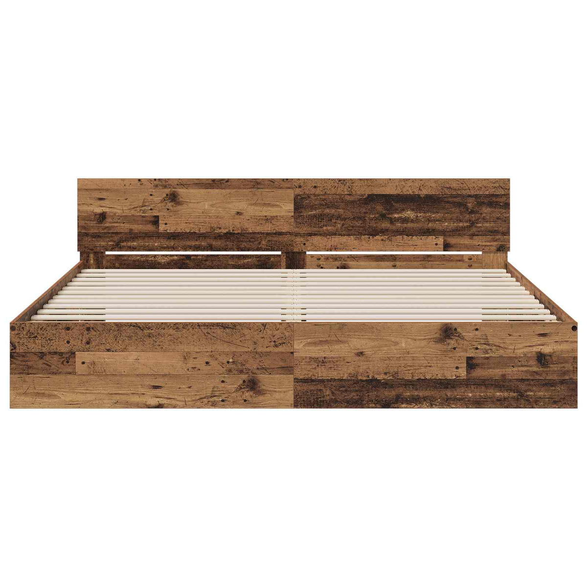 vidaXL Rama łóżka z wezgłowiem Stare drewno 200 x 200 cm
