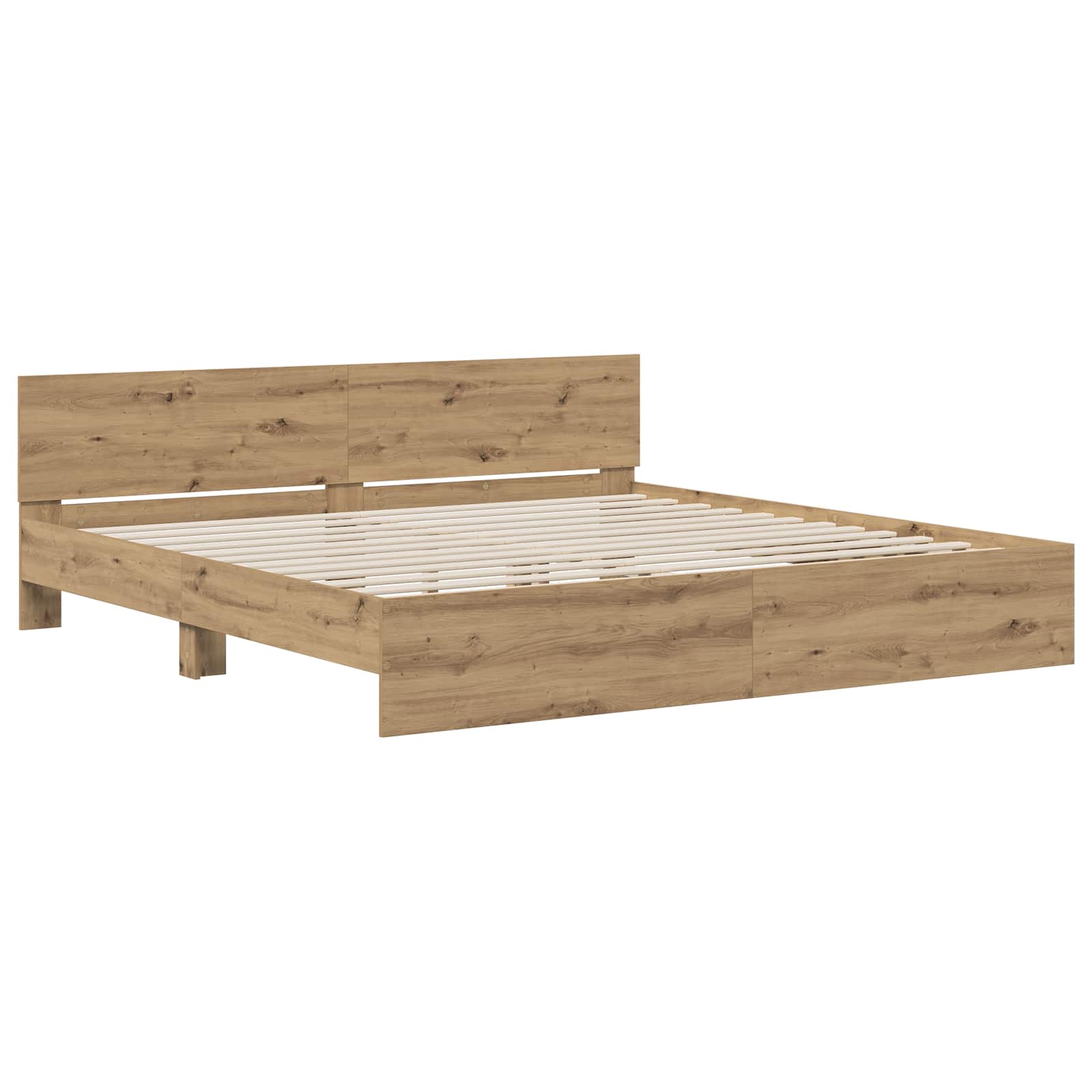 vidaXL Rama łóżka z wezgłowiem Z zagłówkiem Dąb artisan 200 x 200 cm