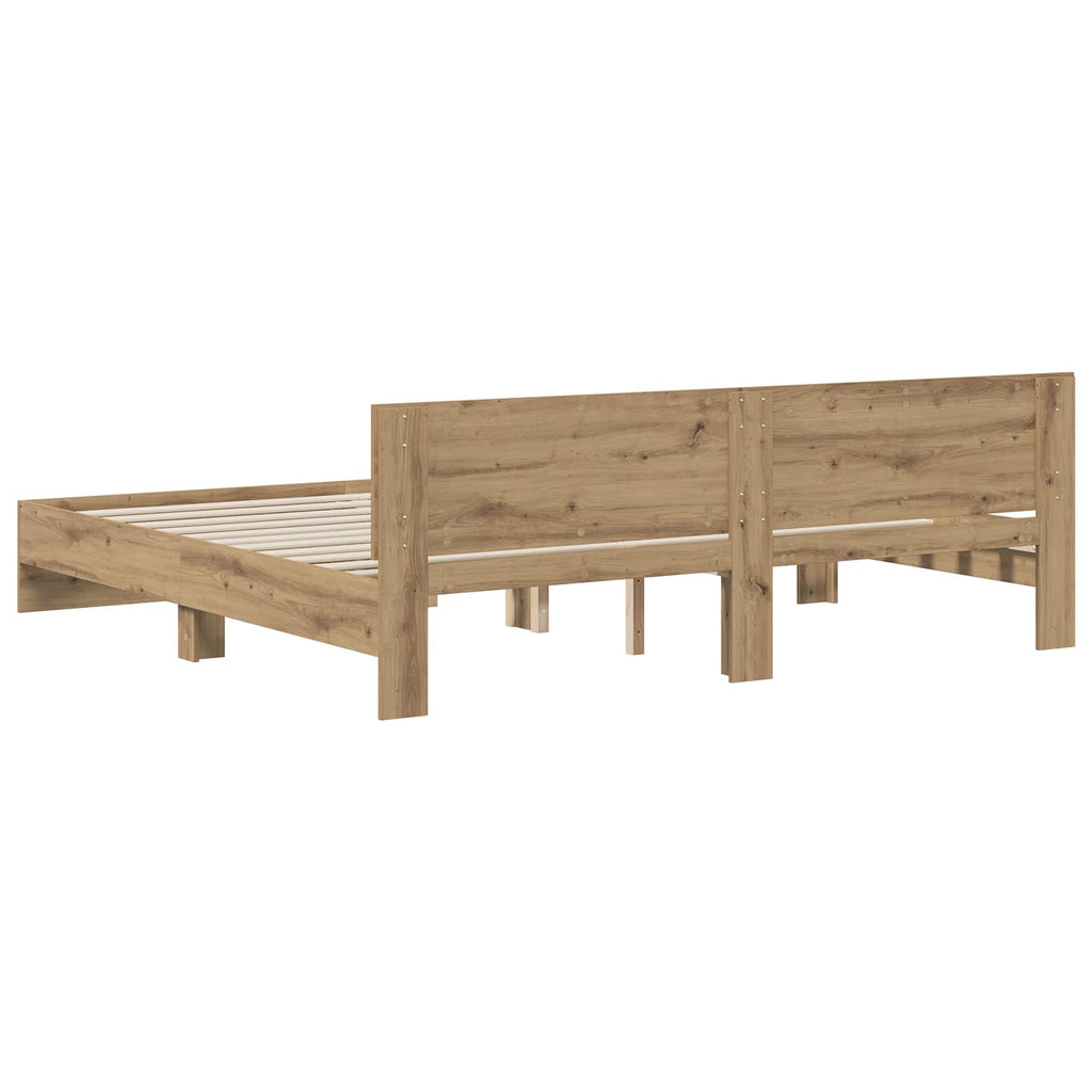 vidaXL Rama łóżka z wezgłowiem Z zagłówkiem Dąb artisan 200 x 200 cm