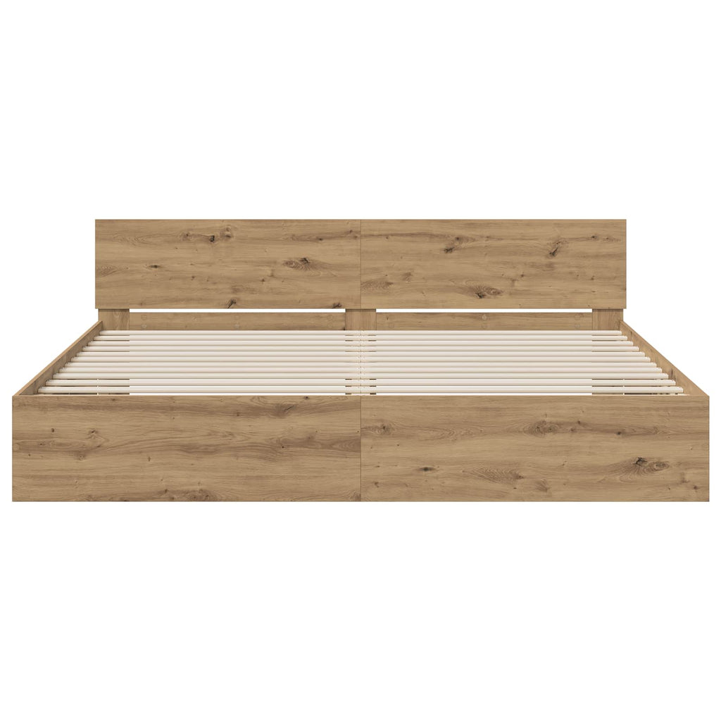 vidaXL Rama łóżka z wezgłowiem Z zagłówkiem Dąb artisan 200 x 200 cm
