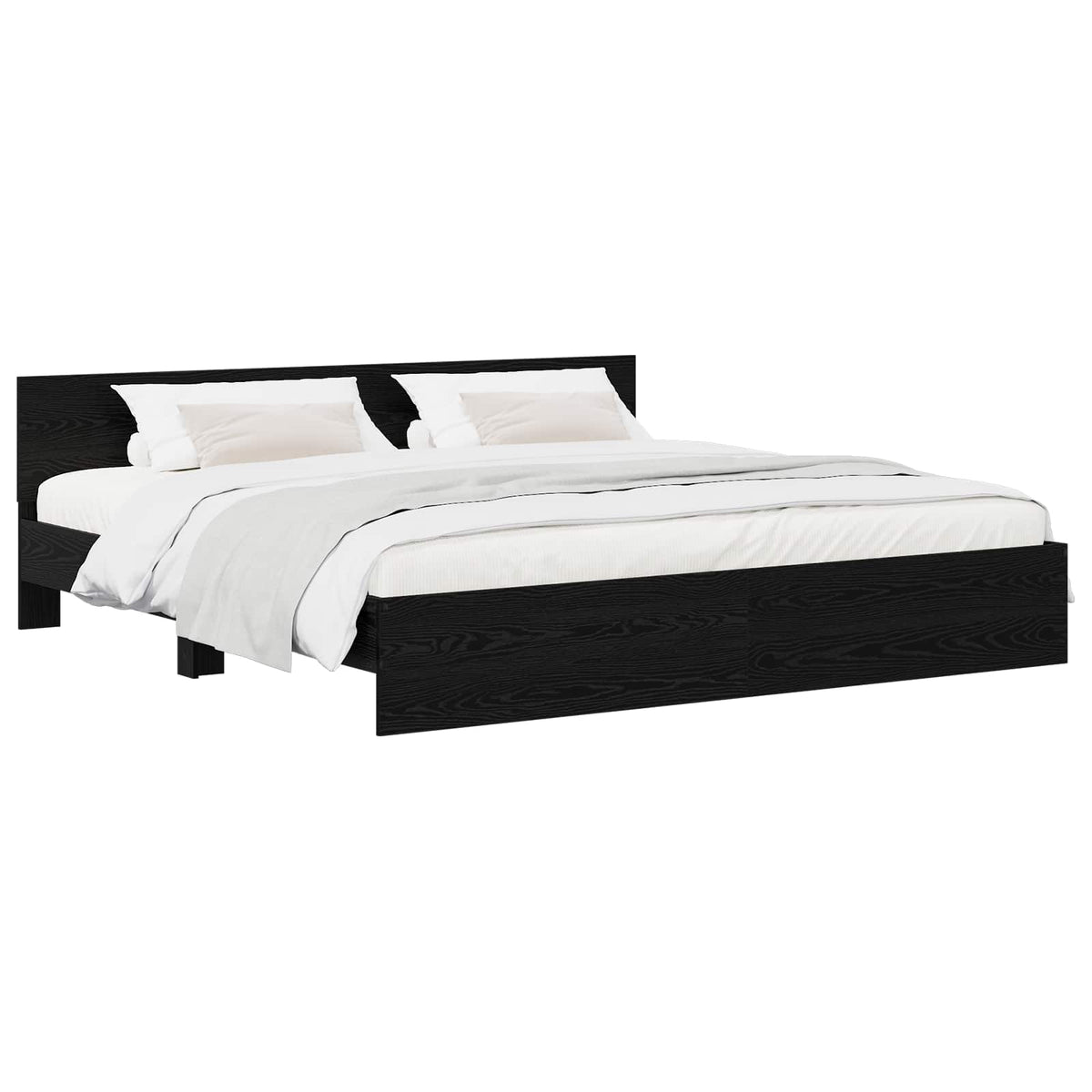 vidaXL Rama łóżka z wezgłowiem Czarny dąb 200 x 200 cm