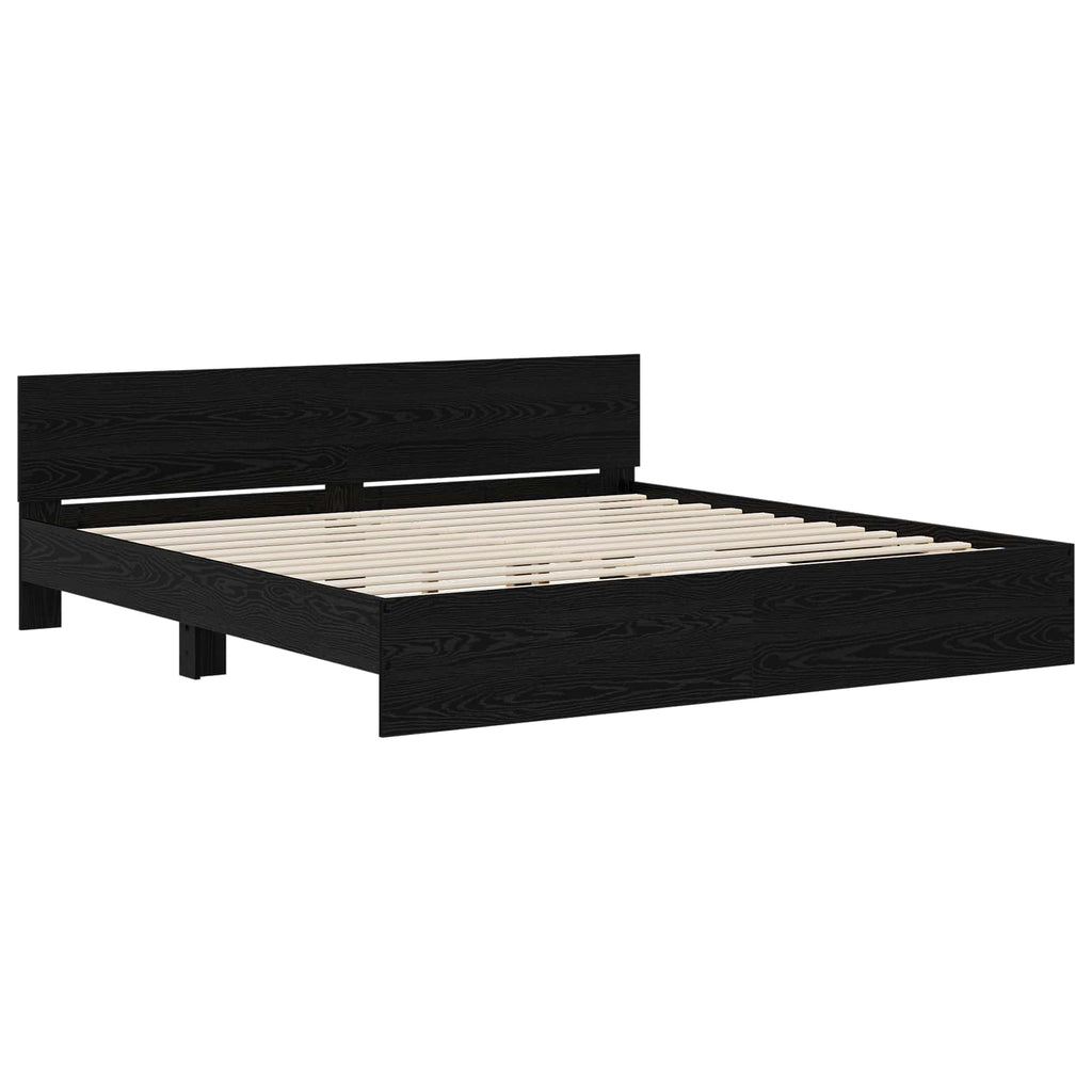 vidaXL Rama łóżka z wezgłowiem Czarny dąb 200 x 200 cm