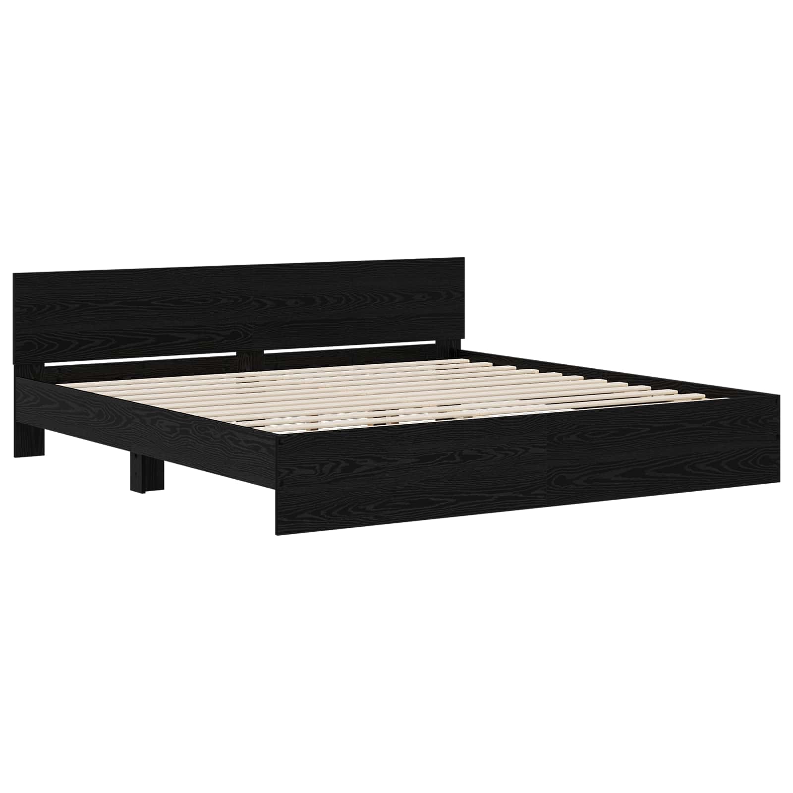vidaXL Rama łóżka z wezgłowiem Czarny dąb 200 x 200 cm