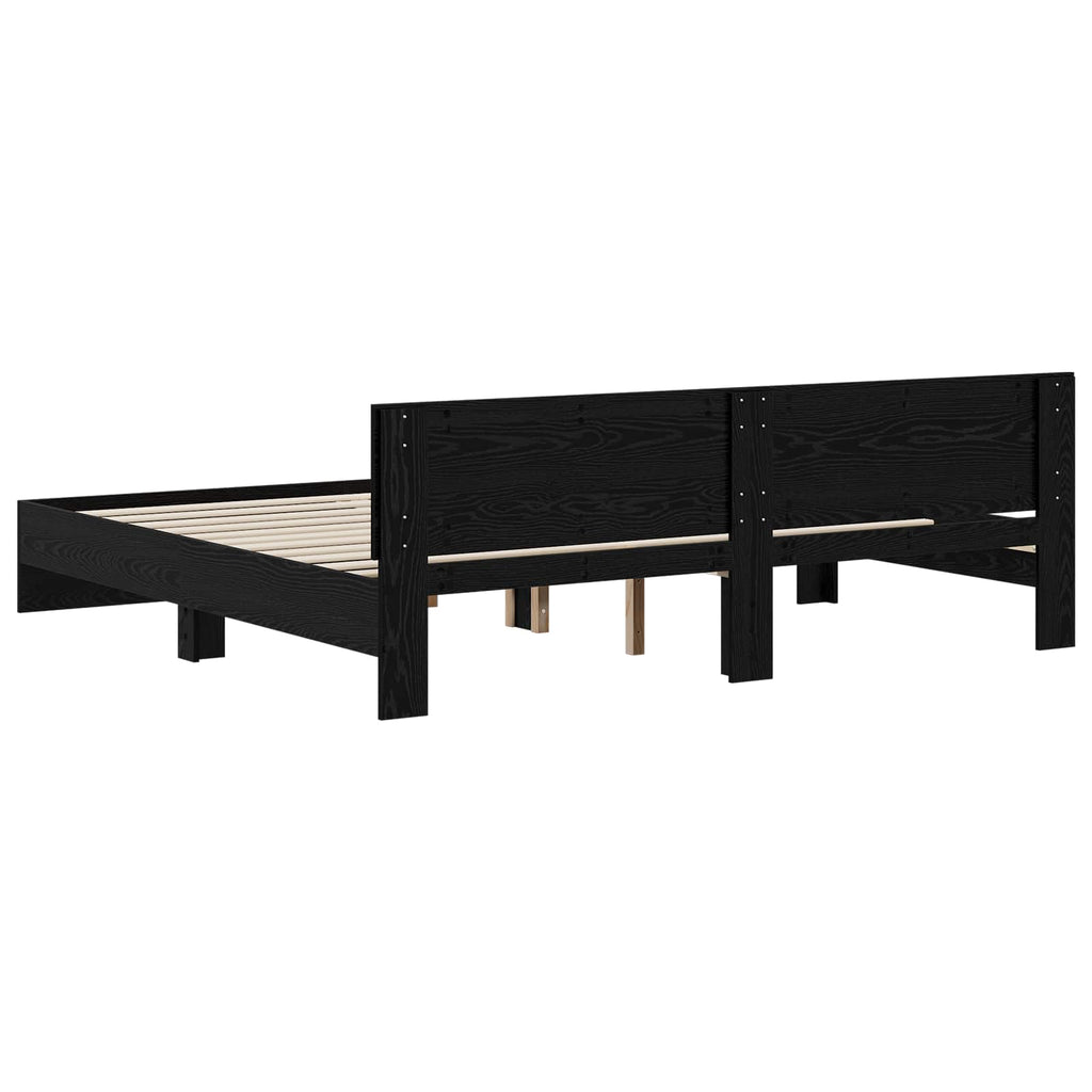 vidaXL Rama łóżka z wezgłowiem Czarny dąb 200 x 200 cm