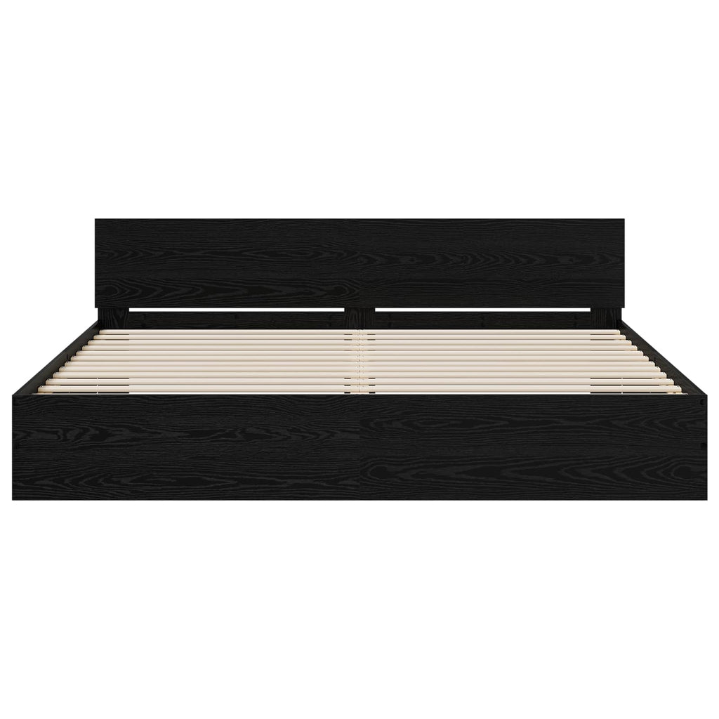 vidaXL Rama łóżka z wezgłowiem Czarny dąb 200 x 200 cm