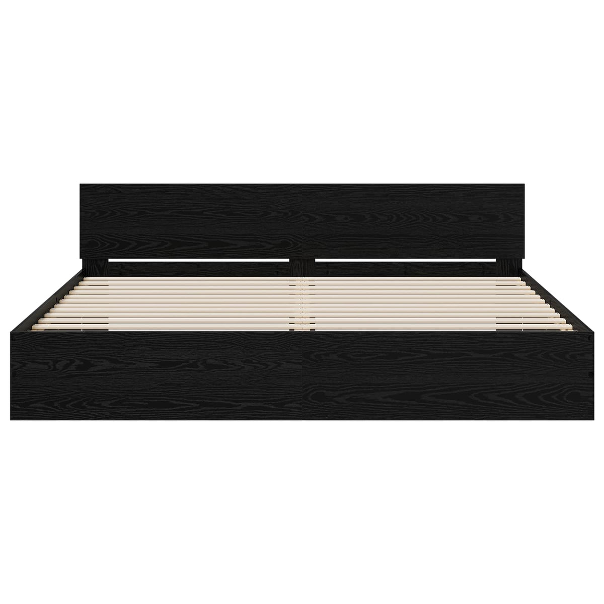 vidaXL Rama łóżka z wezgłowiem Czarny dąb 200 x 200 cm