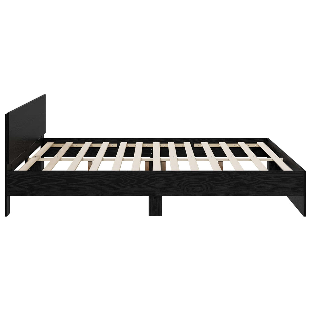 vidaXL Rama łóżka z wezgłowiem Czarny dąb 200 x 200 cm
