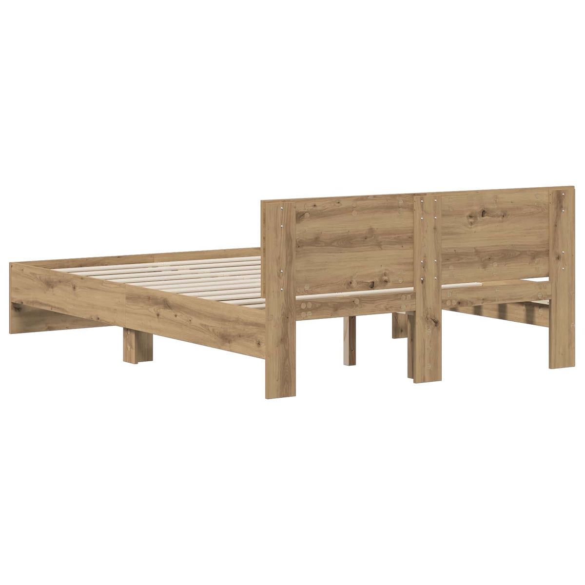 vidaXL Rama łóżka z wezgłowiem Dąb artisan 135 x 190 cm