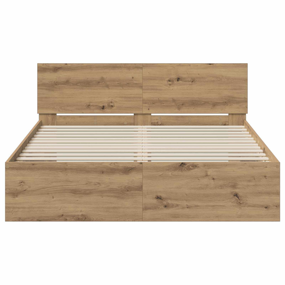 vidaXL Rama łóżka z wezgłowiem Dąb artisan 135 x 190 cm