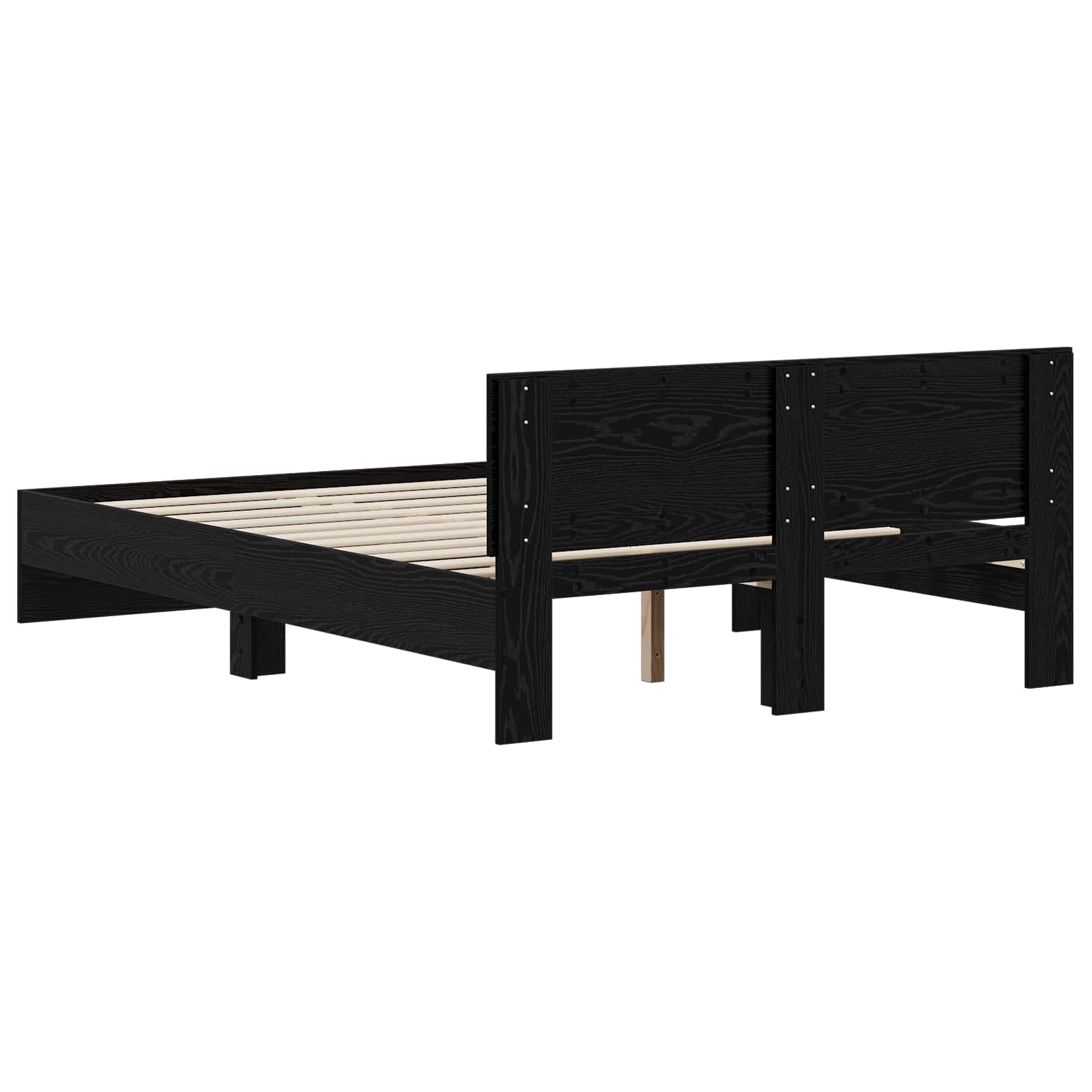 vidaXL Rama łóżka z wezgłowiem Czarny dąb 135 x 190 cm
