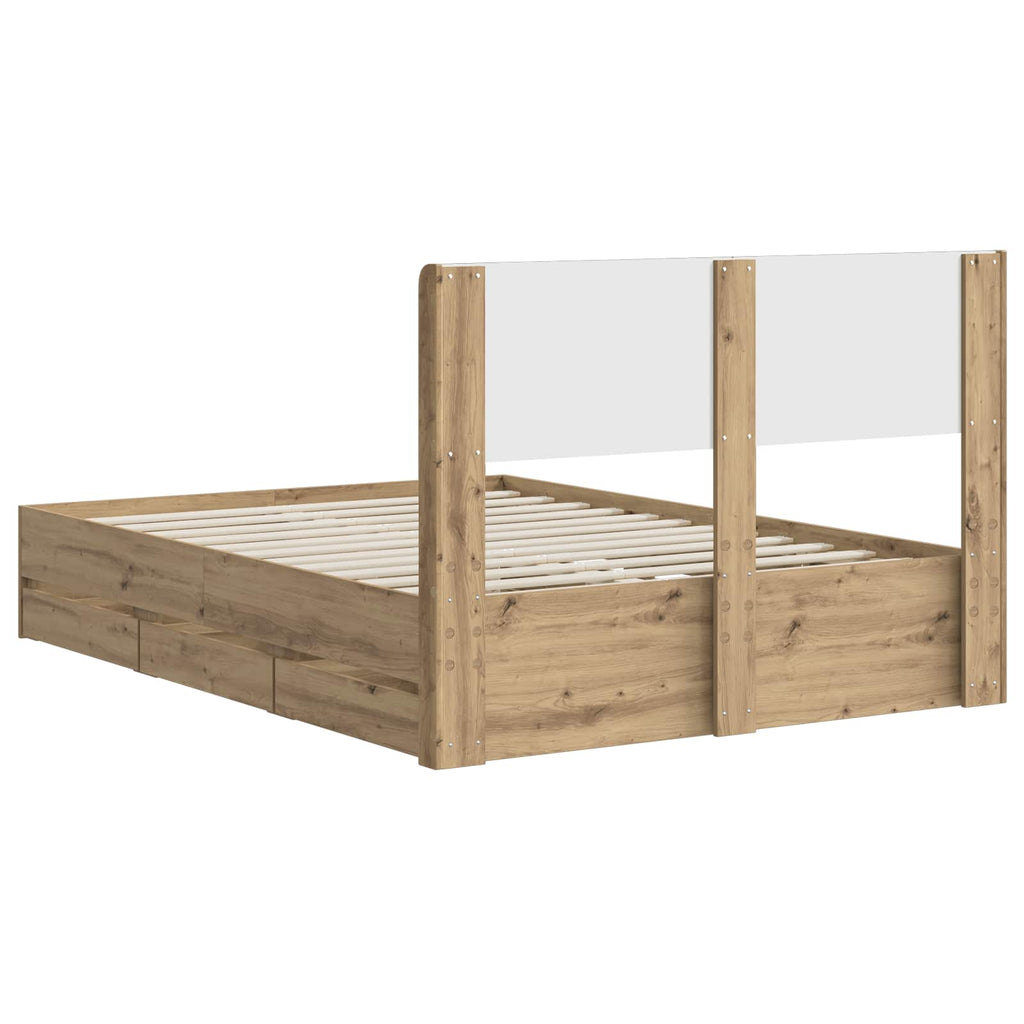 vidaXL Stelaż łóżka z przechowywaniem i zagłówkiem Artisan Oak