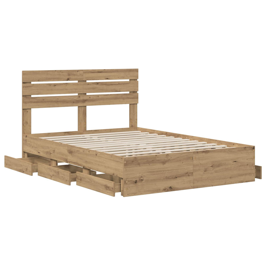 vidaXL Bed Frame with Storage and Headboard Artisan Oak 120 x 200 cm
