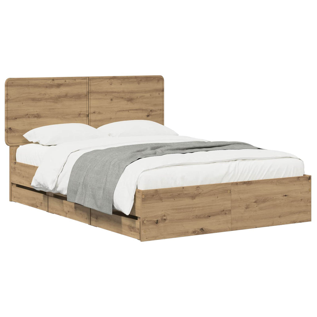 vidaXL Bed Frame with Storage and Headboard Artisan Oak 120 x 200 cm