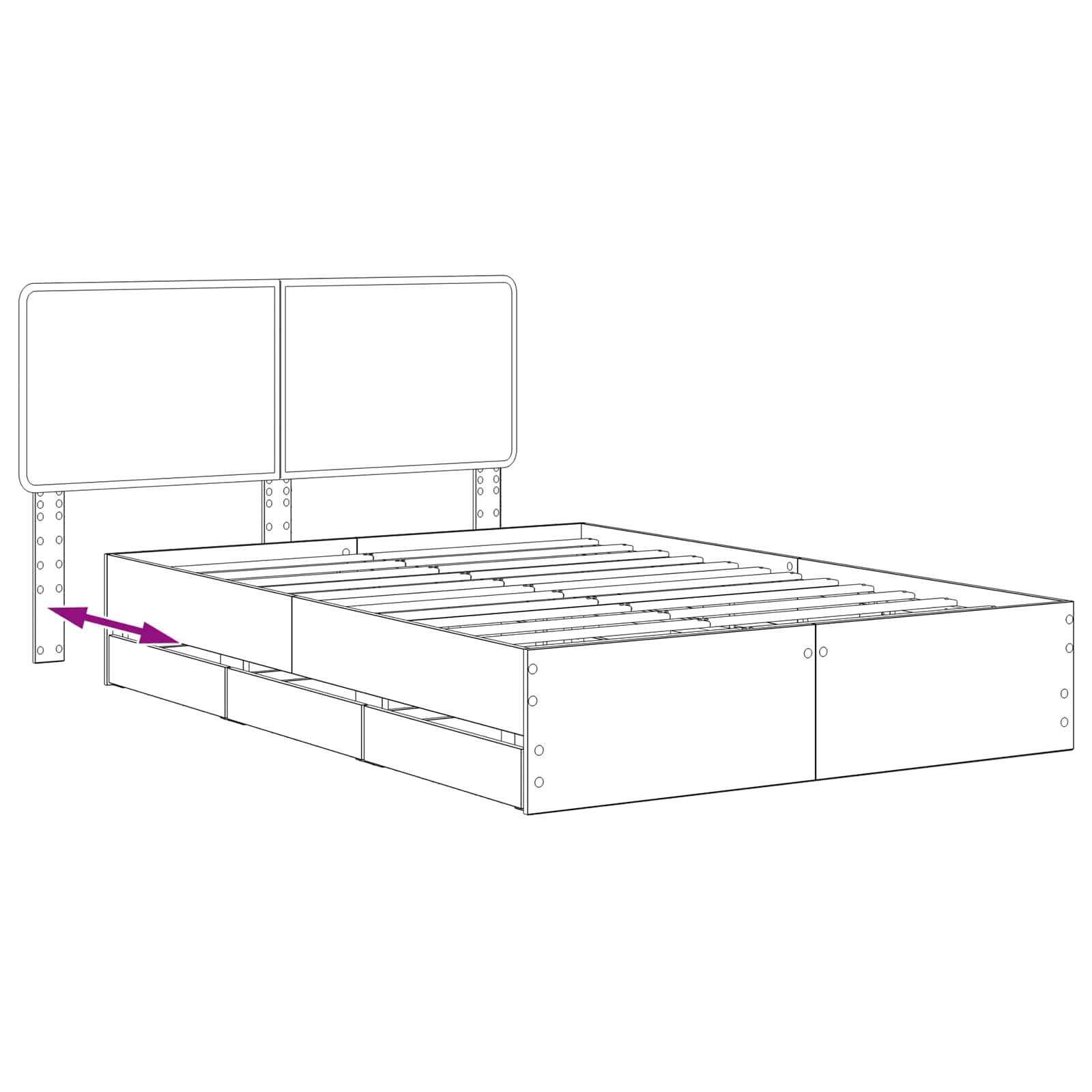 vidaXL Bed Frame with Storage and Headboard Artisan Oak 120 x 200 cm