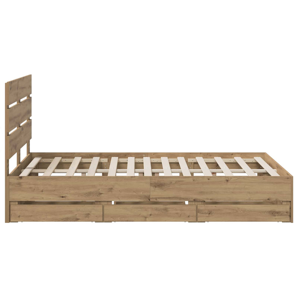 vidaXL Bed Frame with Storage and Headboard Artisan Oak 160 x 200 cm