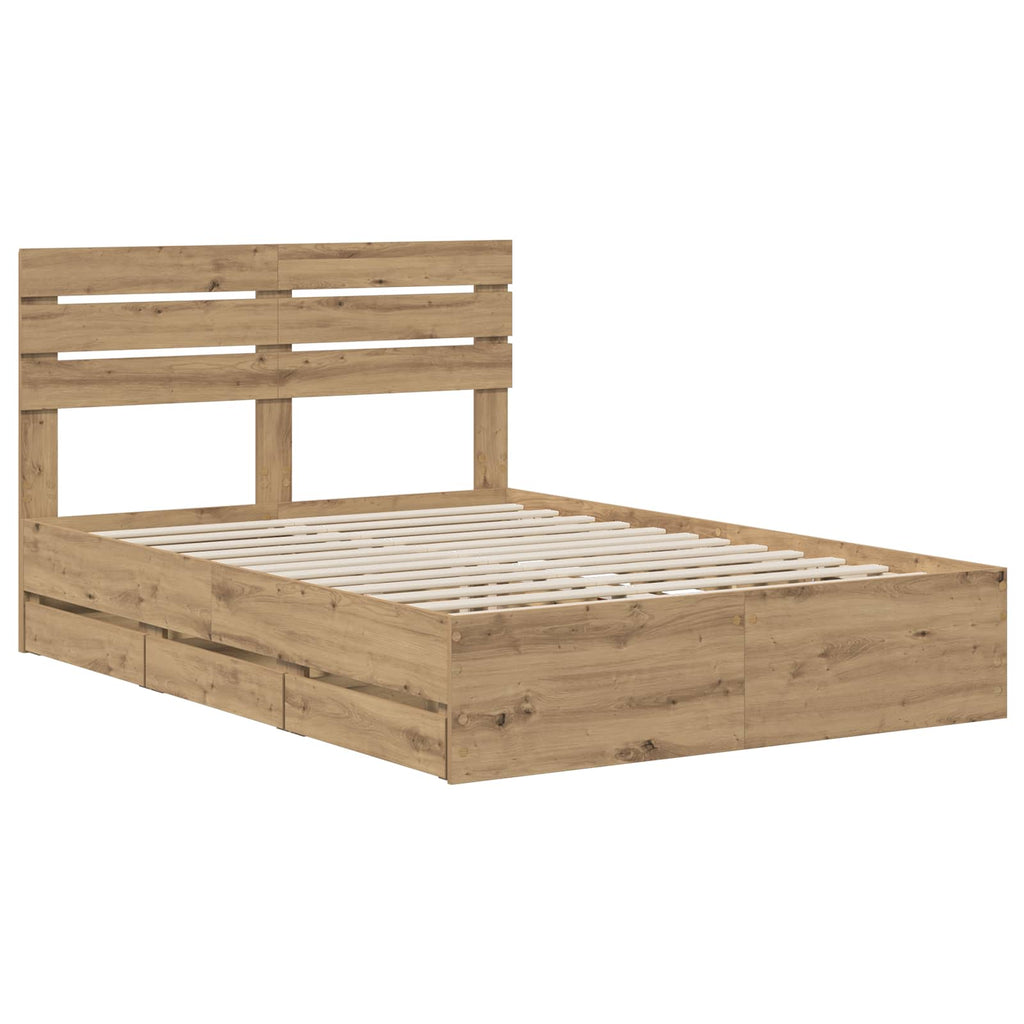 vidaXL Bed Frame with Storage and Headboard Artisan Oak 160 x 200 cm
