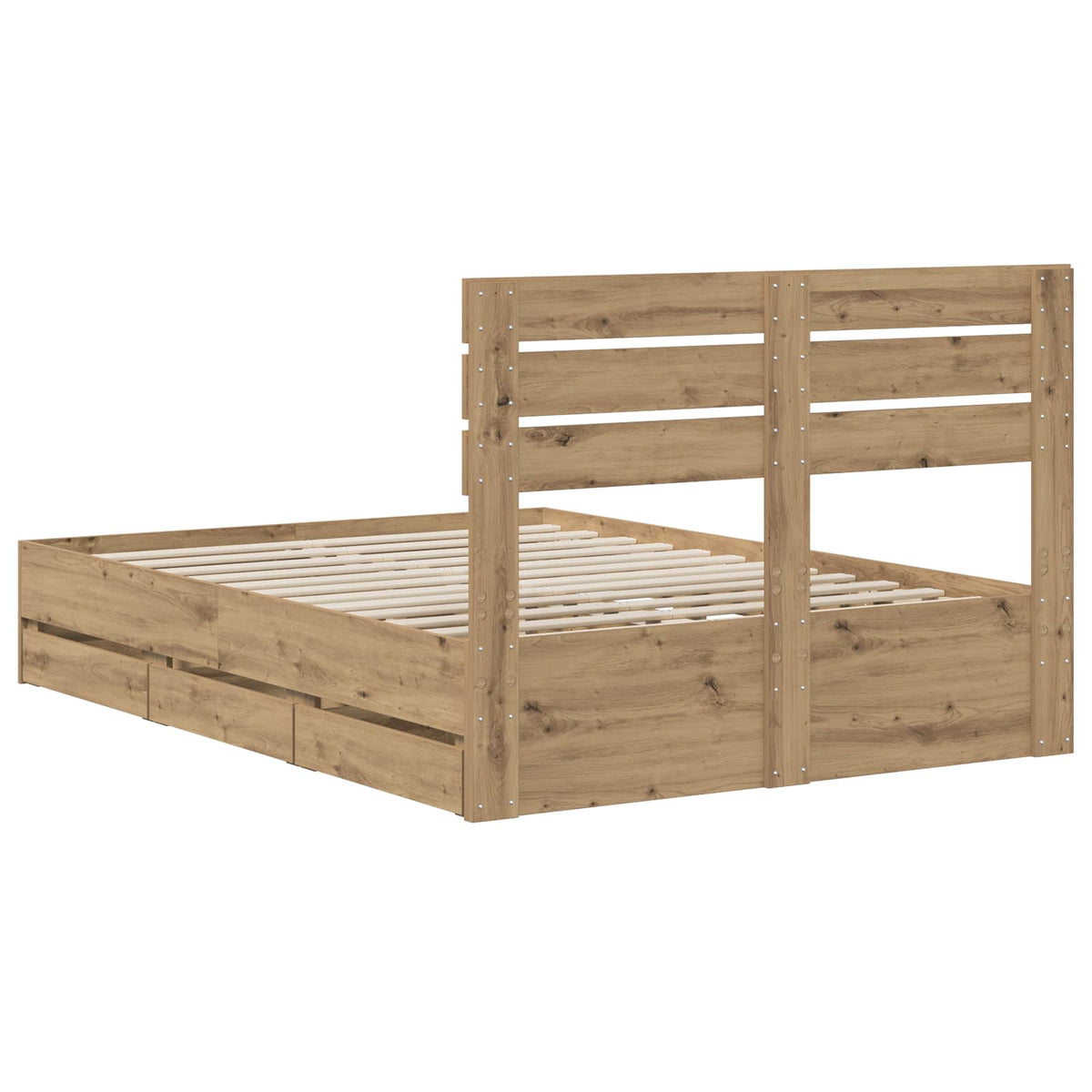 vidaXL Bed Frame with Storage and Headboard Artisan Oak 160 x 200 cm