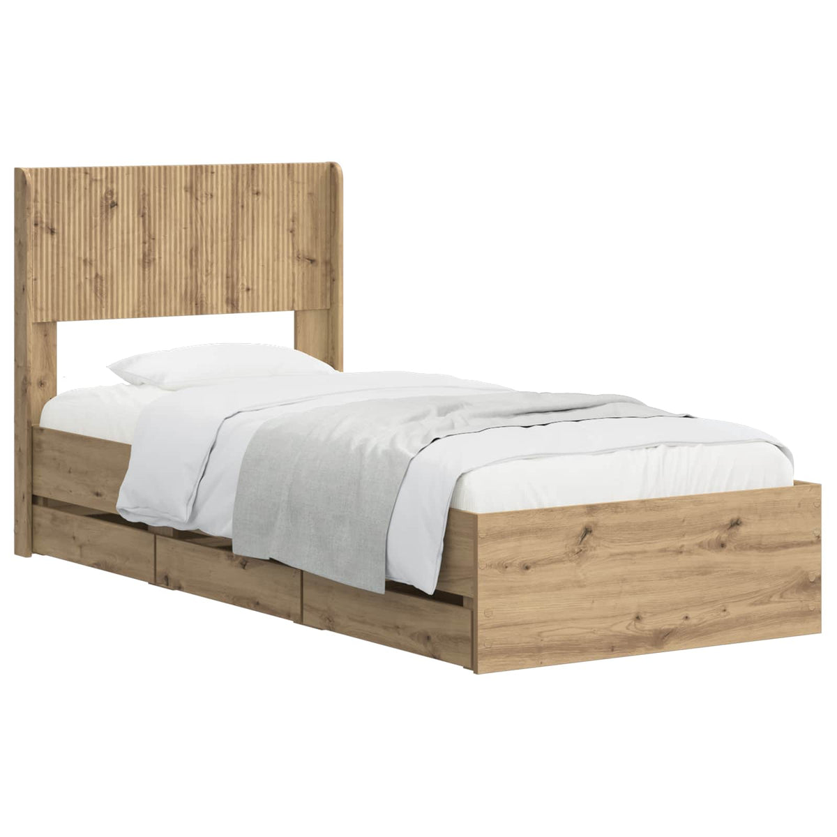 vidaXL Stelaż łóżka z przechowywaniem i zagłówkiem Artisan Oak