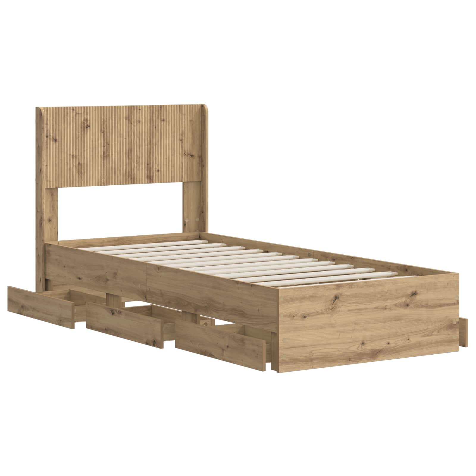 vidaXL Stelaż łóżka z przechowywaniem i zagłówkiem Artisan Oak