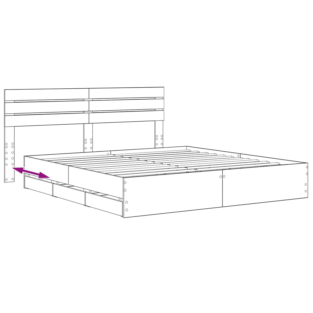 vidaXL Bed Frame with Storage and Headboard Artisan Oak 180 x 200 cm