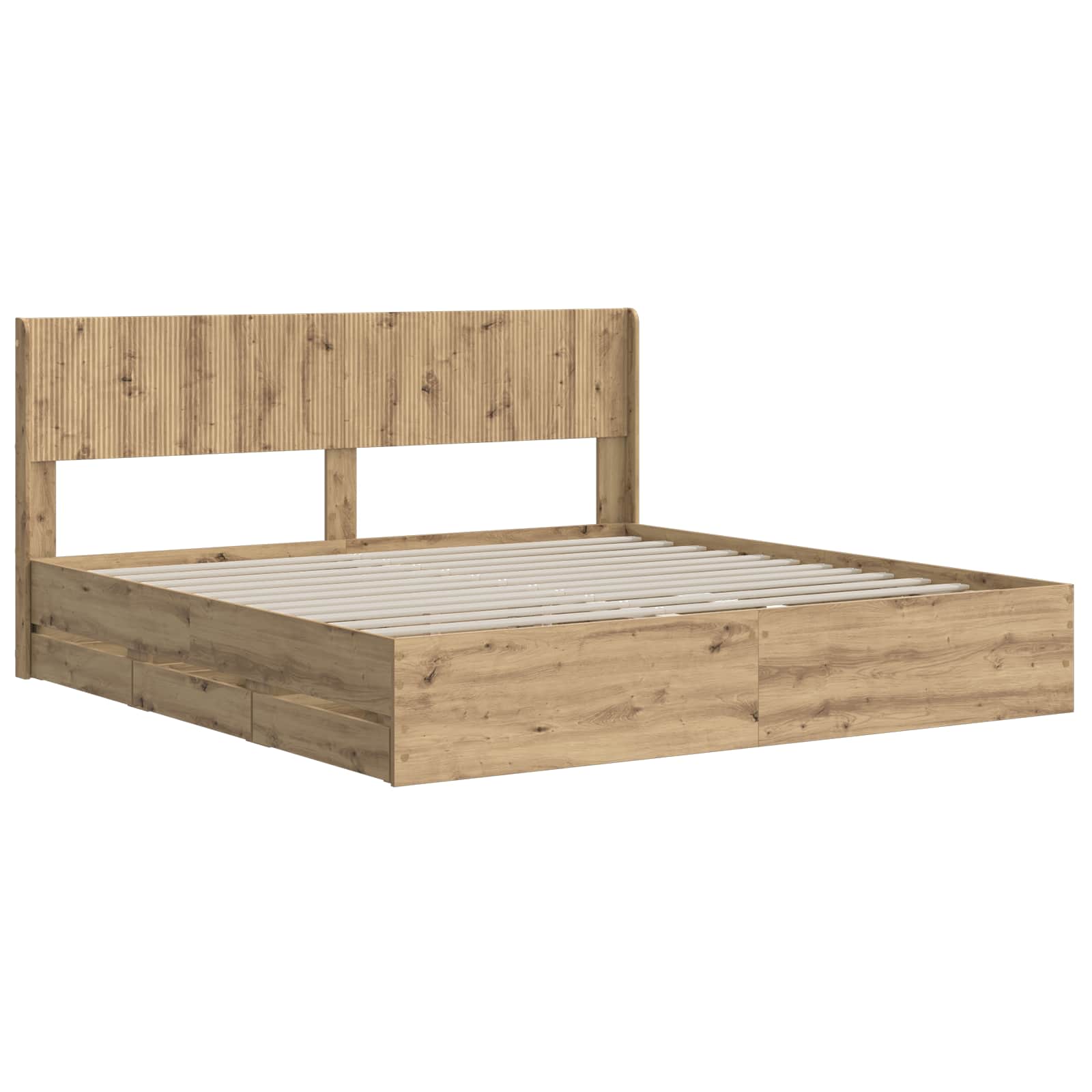vidaXL Stelaż łóżka z przechowywaniem i zagłówkiem Artisan Oak