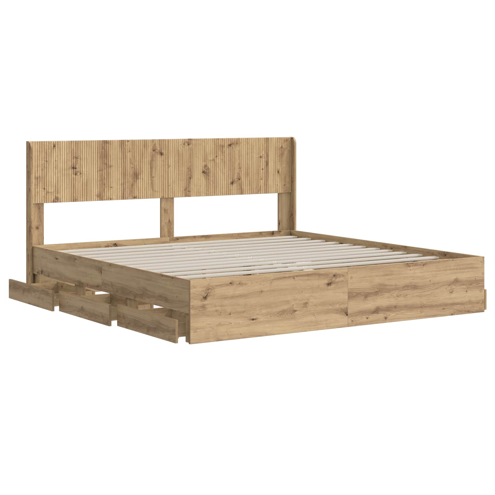 vidaXL Stelaż łóżka z przechowywaniem i zagłówkiem Artisan Oak