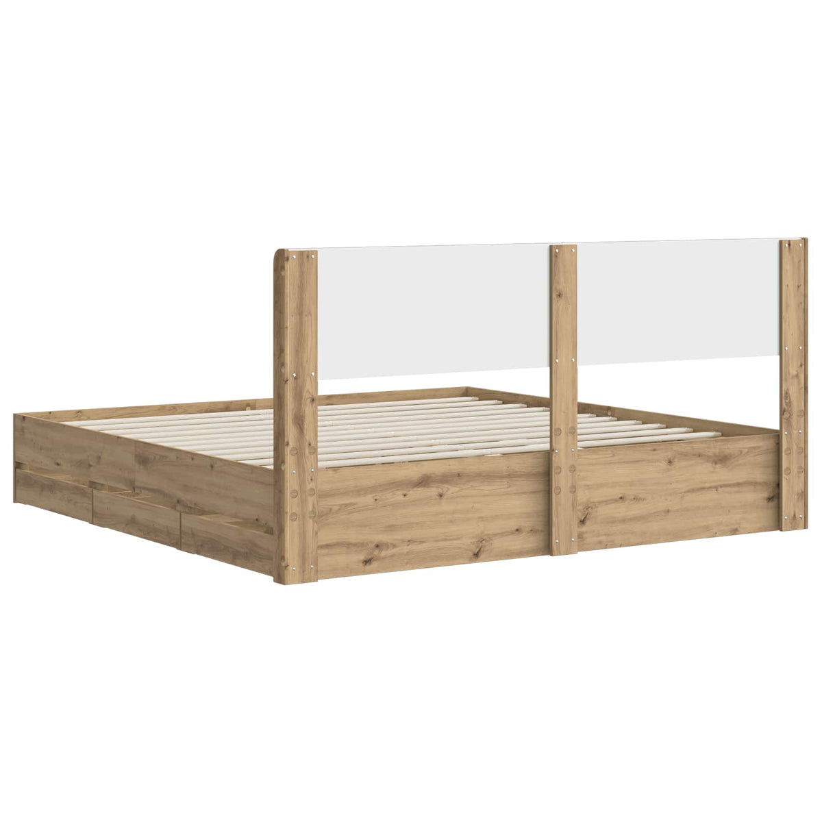 vidaXL Stelaż łóżka z przechowywaniem i zagłówkiem Artisan Oak